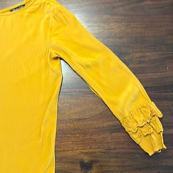 Massimo Dutti Marigold Yellow Orange Ruffle Sleeve Blouse US S - Picture 3 of 7